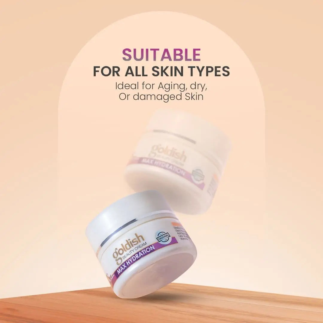 Max Hydration Goldish Beauty Cream - Anti-Aging, Brightening & Hydrating Formula with Vitamin B6, Arbutin, Zinc Oxide for Dark Circles, Sun Damage & Even Skin Tone,  -  26gm