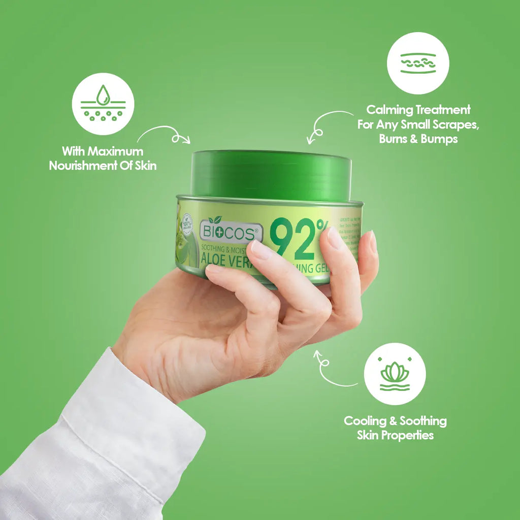 Aloe Vera Soothing Gel 92% – Hydrates & Nourishes with Aloe Vera
