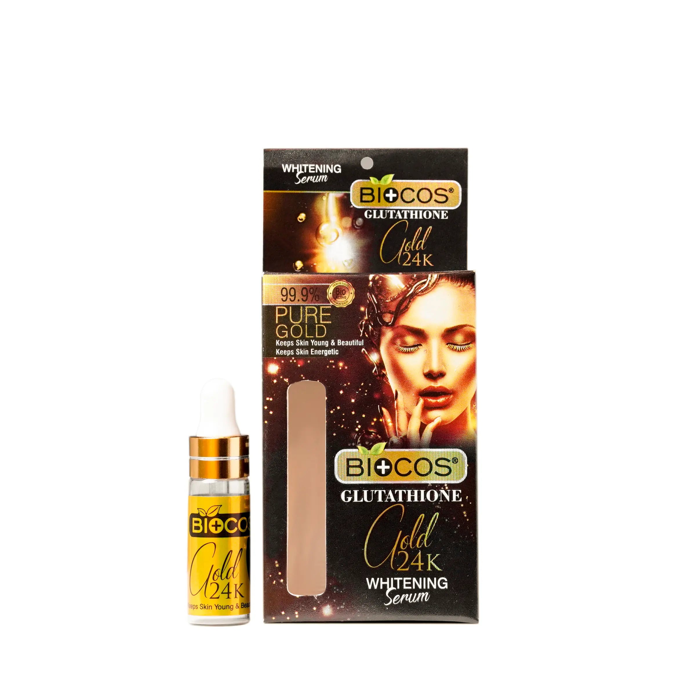 Glutathione 24k Gold Whitening Serum – Deep Penetration, Anti-Aging & Skin Brightening with L-Glutathione, Gold Dust, Kojic Acid & Hyaluronic Acid - 5ml
