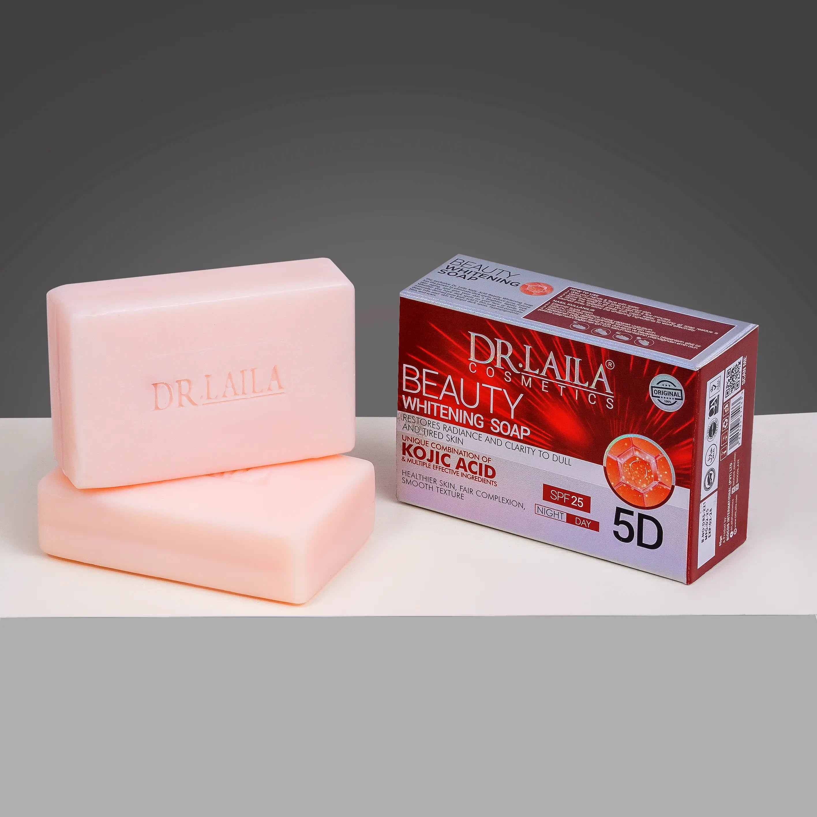 Dr. Laila Arbutin Beauty Whitening Soap with Kojic Acid & SPF25 for Radiance, Fair Complexion & Smooth Texture. Night & Day Use for Healthier Skin