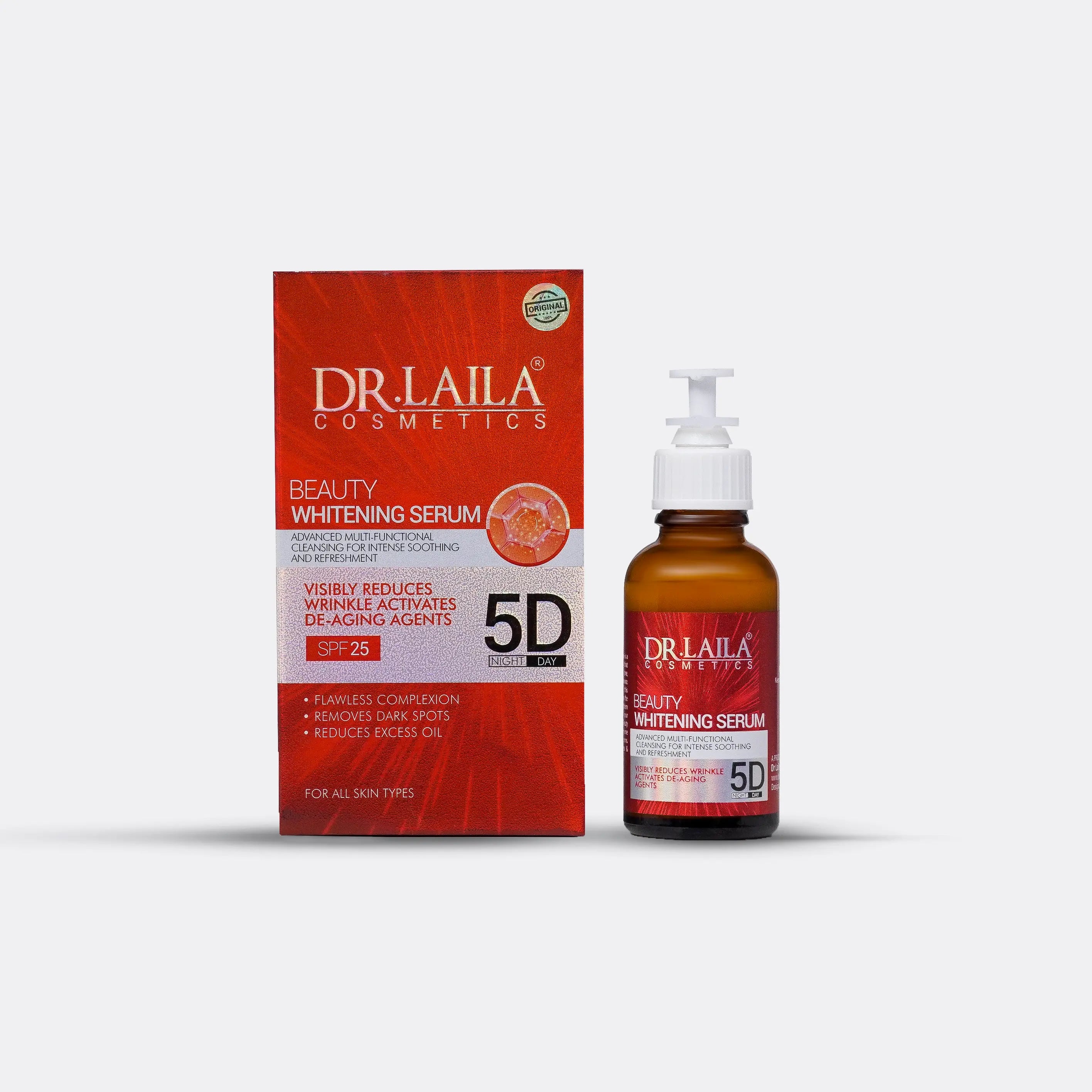Dr. Laila Beauty Whitening Serum – Brightens Uneven Skin Tone, Reduces Wrinkles, Hydrates & Enhances Radiance with Organic Extracts & Vitamin C – 30ml