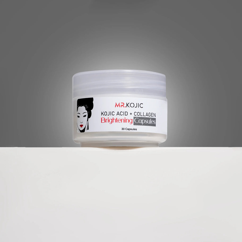 MR. KOJIC Kojic Acid + Collagen Brightening Capsules - 30 Capsules for Skin Whitening, Hydration, and Tone Correction, Non-Edible, Mix with Cream & Serum