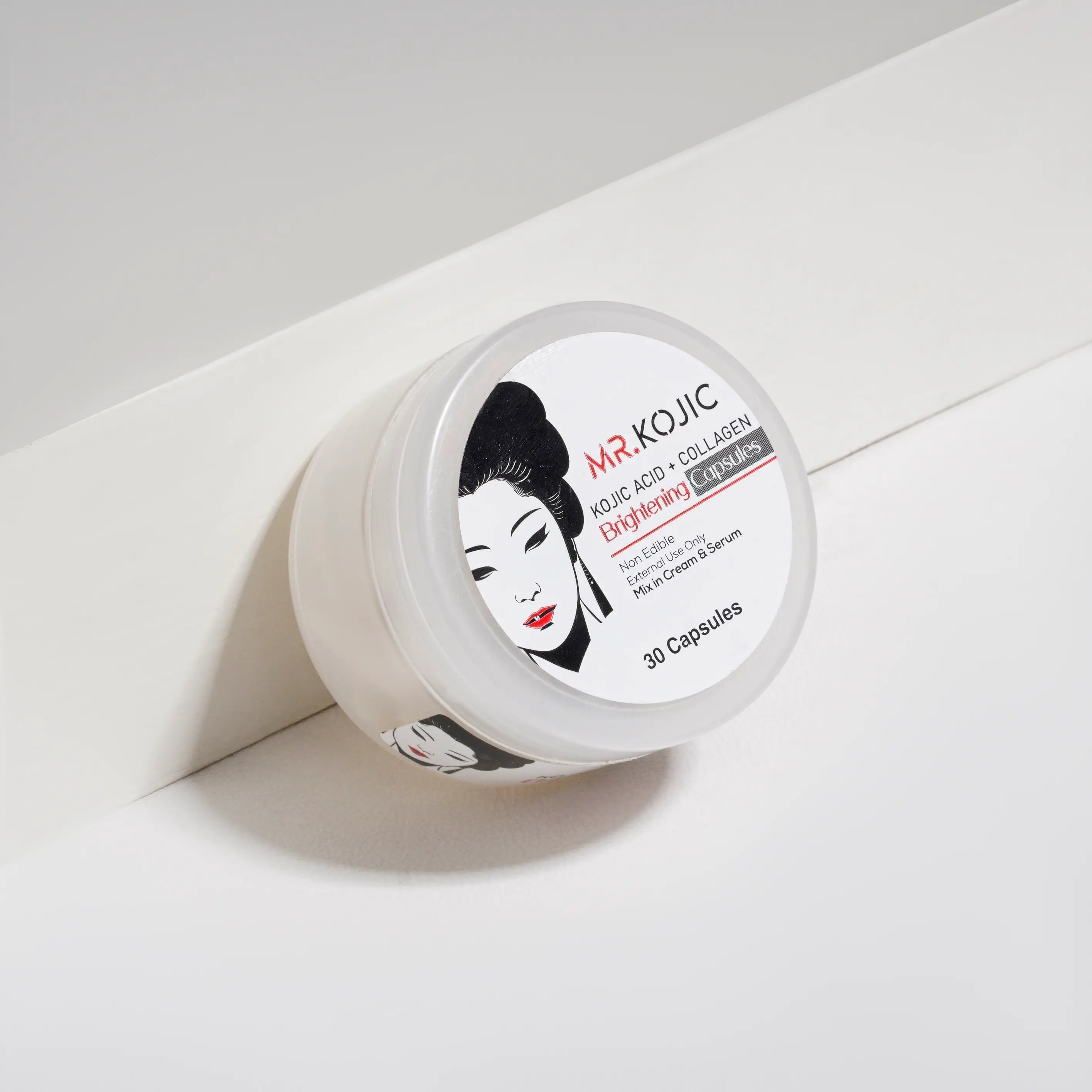 MR. KOJIC Kojic Acid + Collagen Brightening Capsules - 30 Capsules for Skin Whitening, Hydration, and Tone Correction, Non-Edible, Mix with Cream & Serum