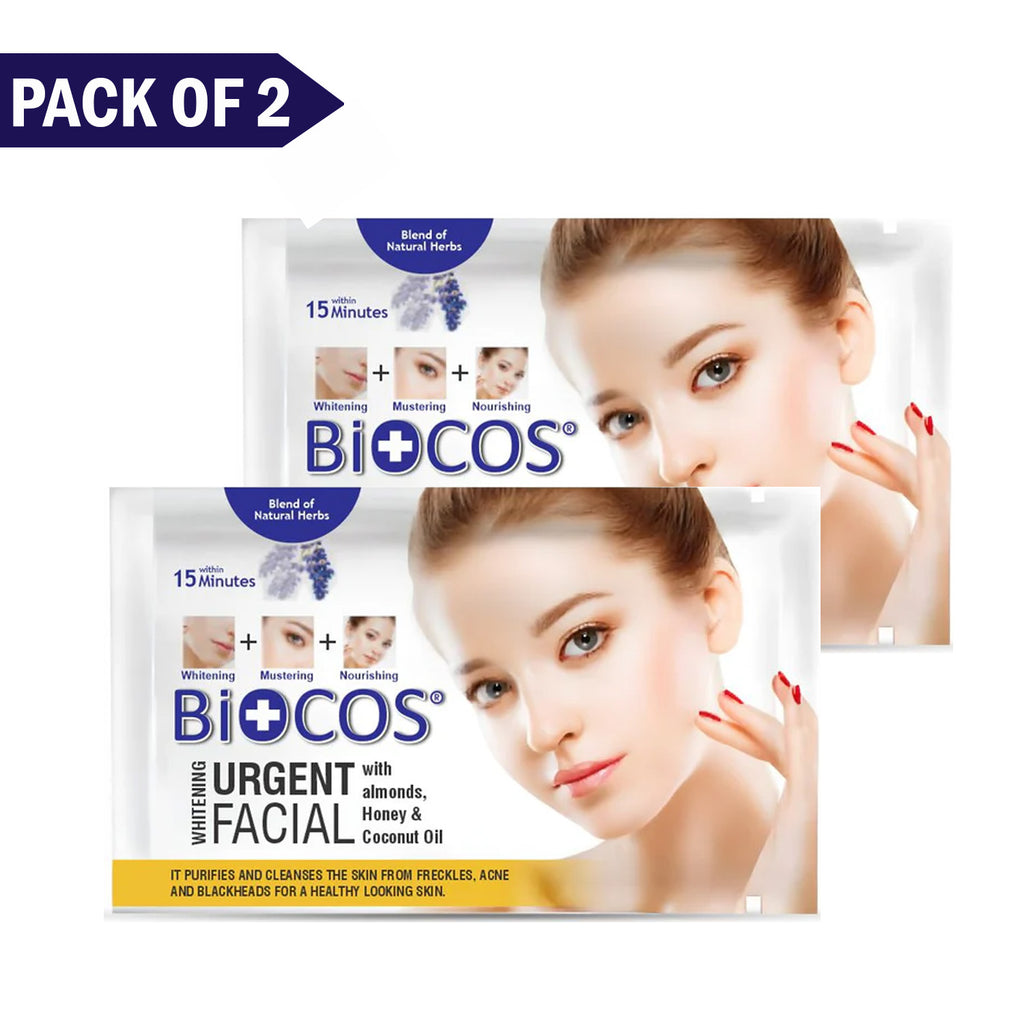 Urgent Facial Sachet – Whitens & Revitalizes with Almond Oil, Honey & Vitamin B3 (Pack of 2)