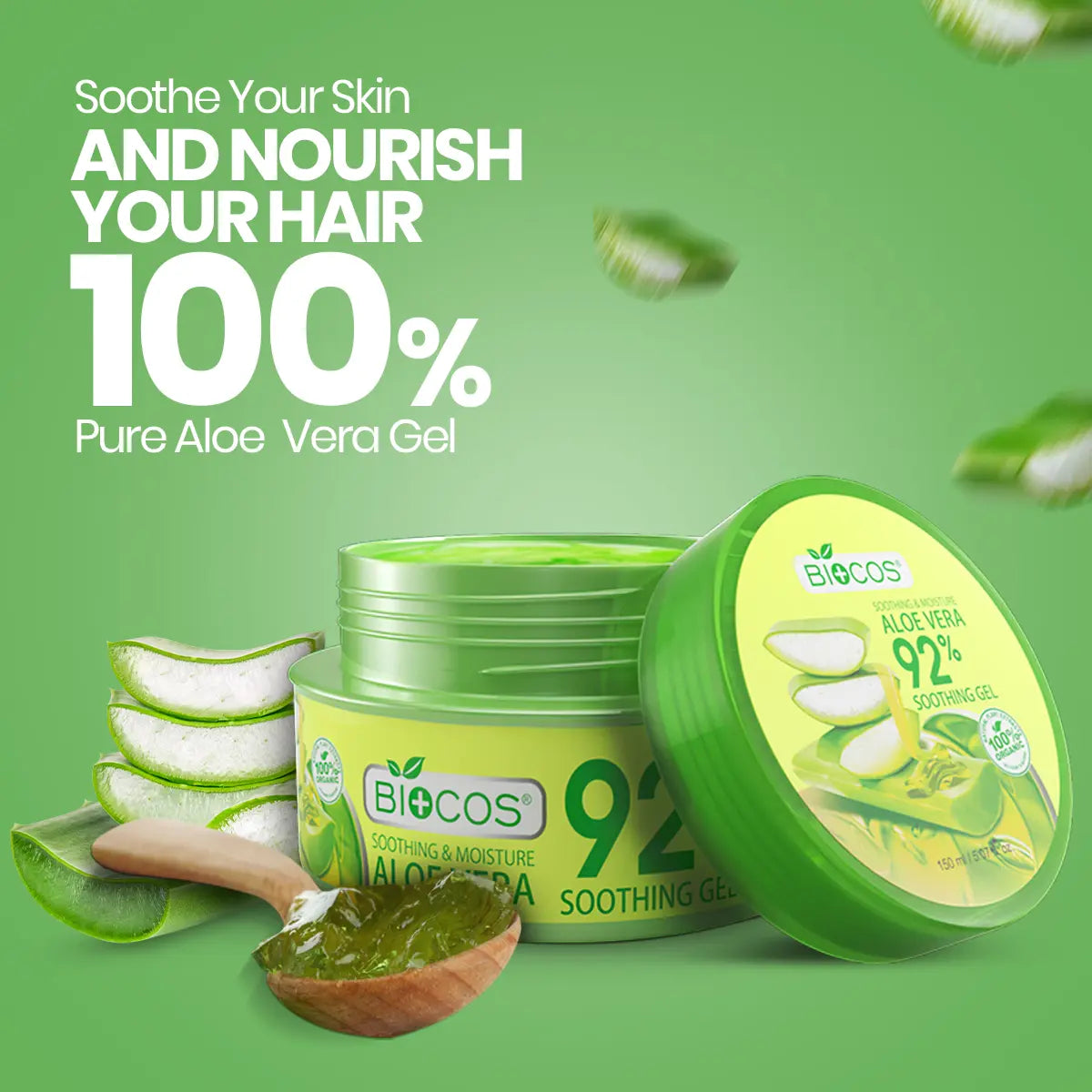 Aloe Vera Soothing Gel 92% – Hydrates & Nourishes with Aloe Vera – Calms Irritated Skin, Treats Burns & Scrapes – Antioxidant-Rich for Soft, Healthy Skin – 120gm