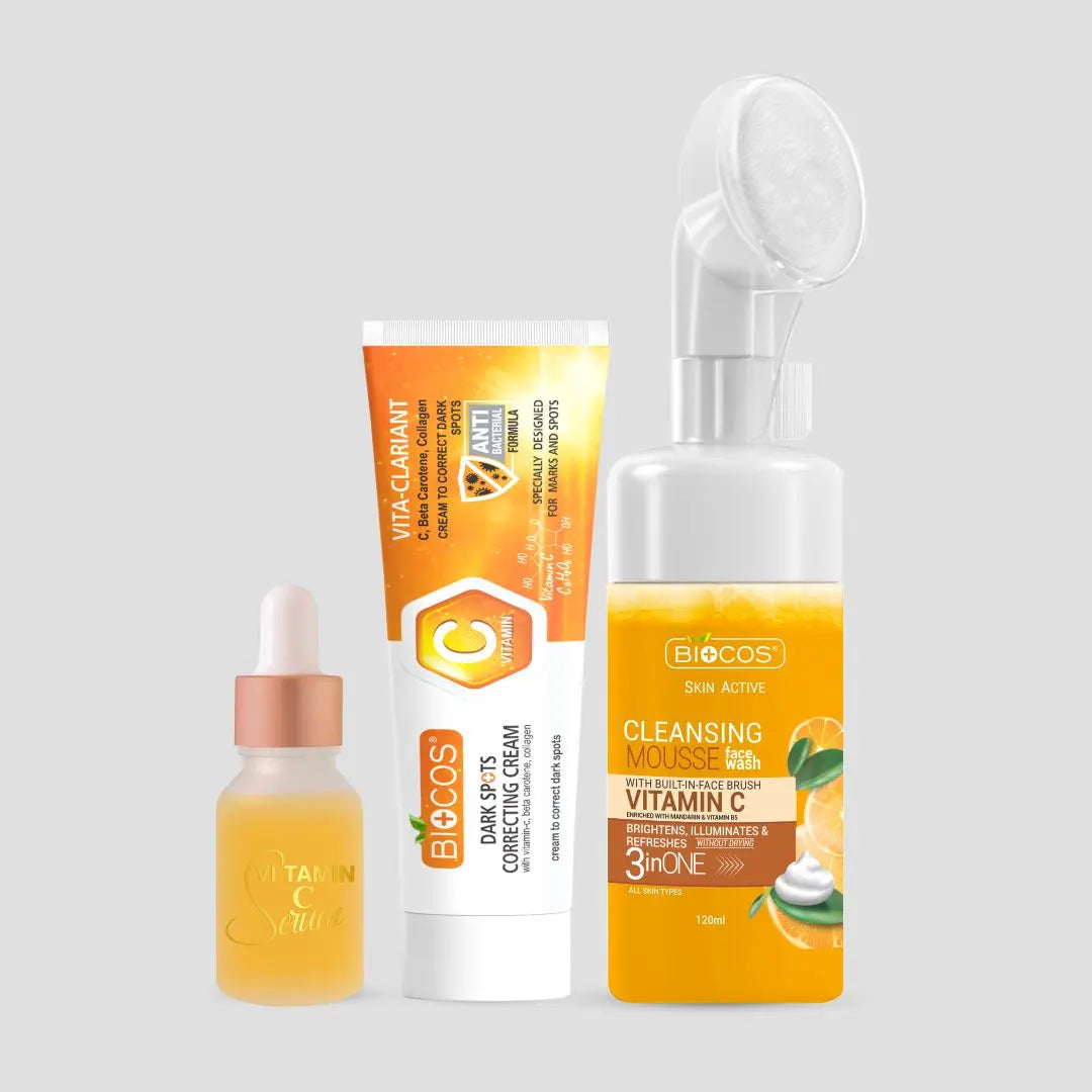 Glow_up Special Deal | Multi Serum Vitamin C, Vitamin C Face Wash Mousse & Dark Spot Correcting Cream – Brighten, Revitalize, and Even Out Your Skin Tone for a Glowing Complexion