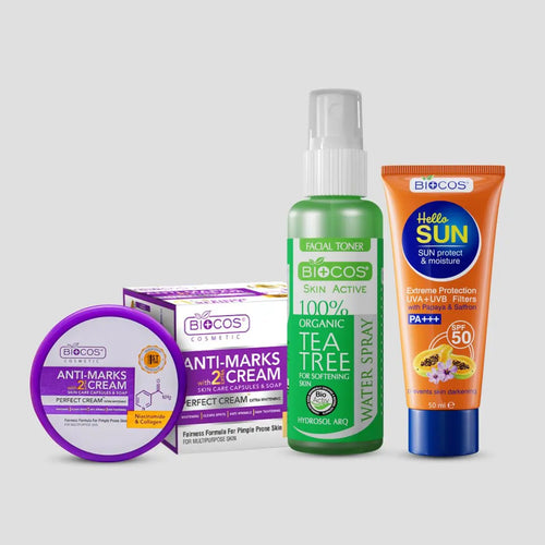 Acne-Free Essentials Collection | Anti-Mark Cream, Tea Tree Spray & Sun Block – Clear, Protect, Heal, and Nourish Your Skin for a Smooth, Acne-Free, and Radiant Complexion