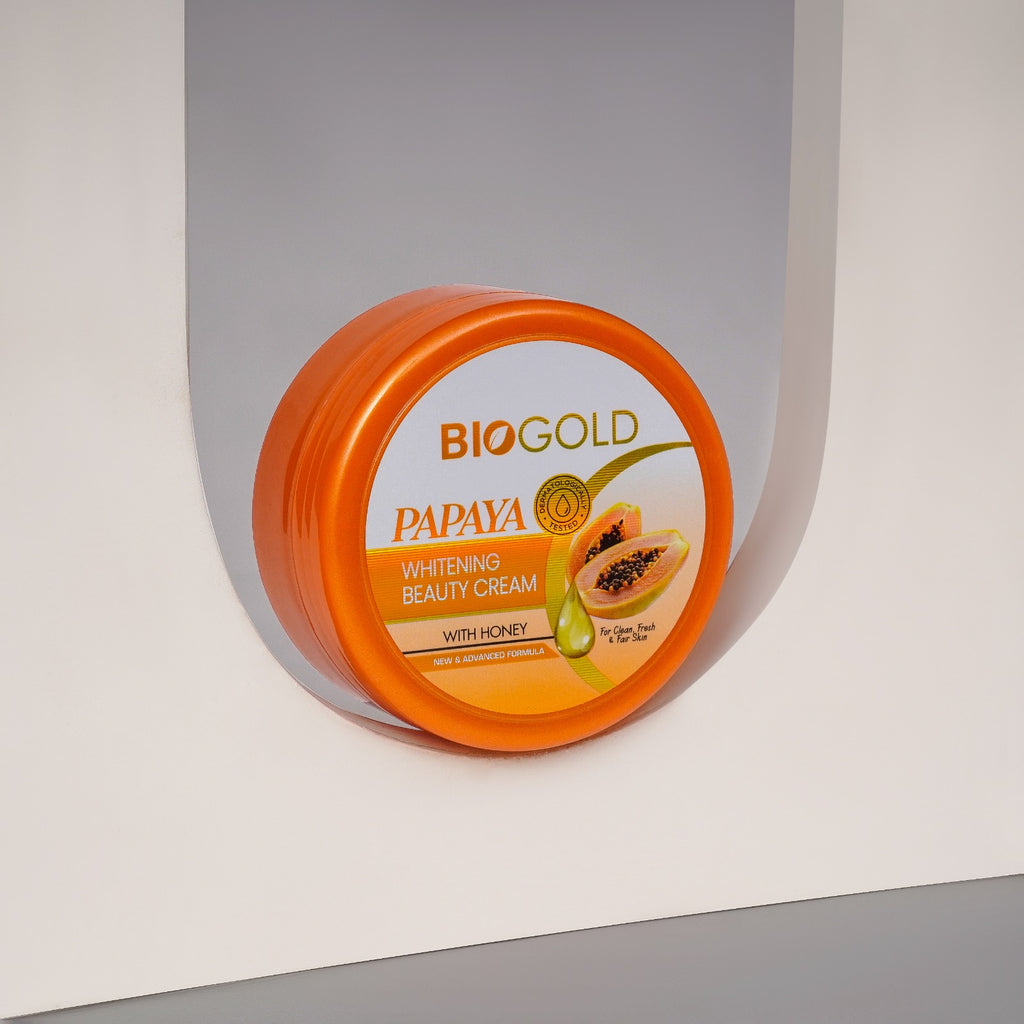 BIOGOLD Papaya Whitening Beauty Cream with Honey | Brightening & Dark Spot Reduction | Hydrates, Softens & Evens Tone | For Face & Body, All Skin Types | New Advanced Formula, 70g
