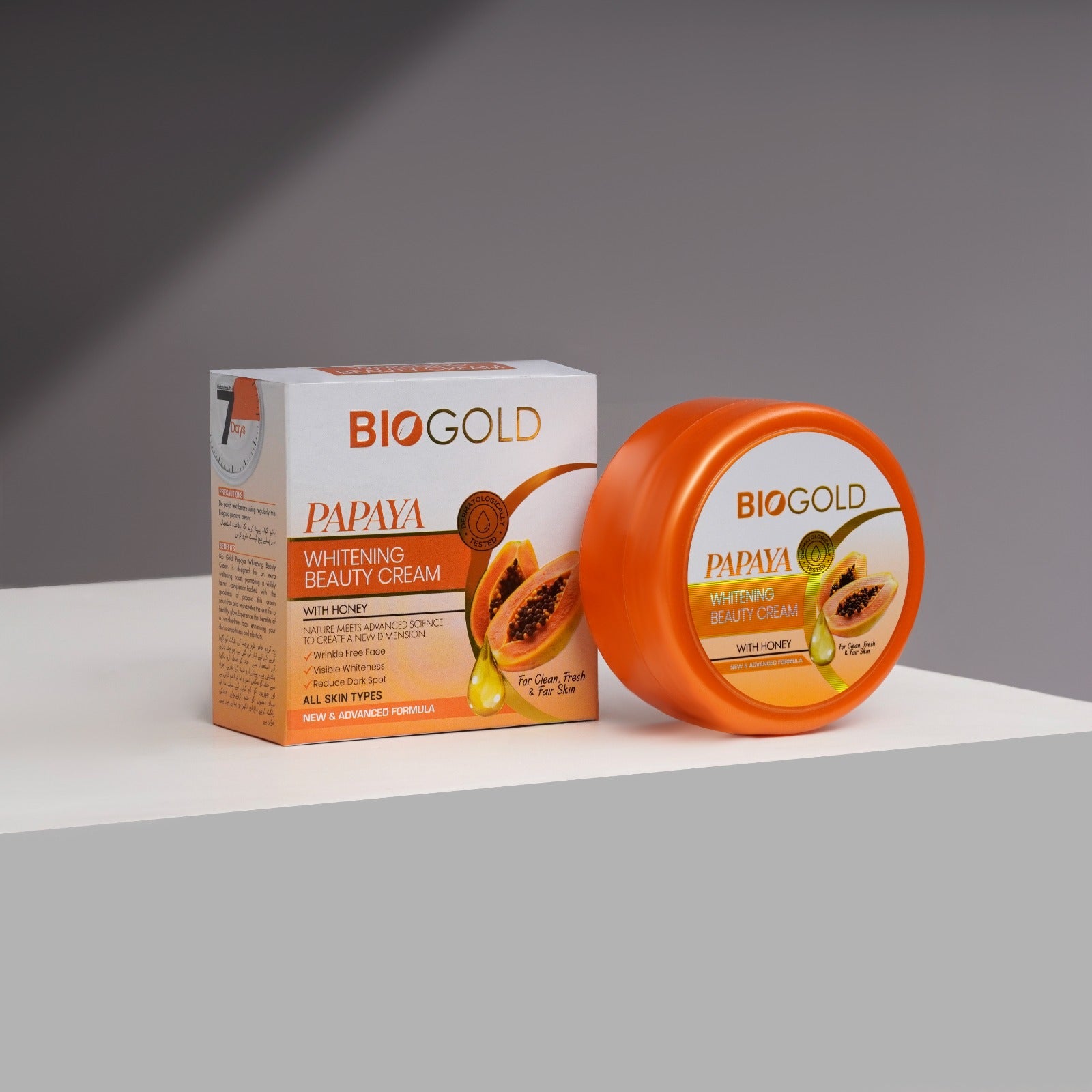 BIOGOLD Papaya Whitening Beauty Cream with Honey | Brightening & Dark Spot Reduction | Hydrates, Softens & Evens Tone | For Face & Body, All Skin Types | New Advanced Formula, 70g