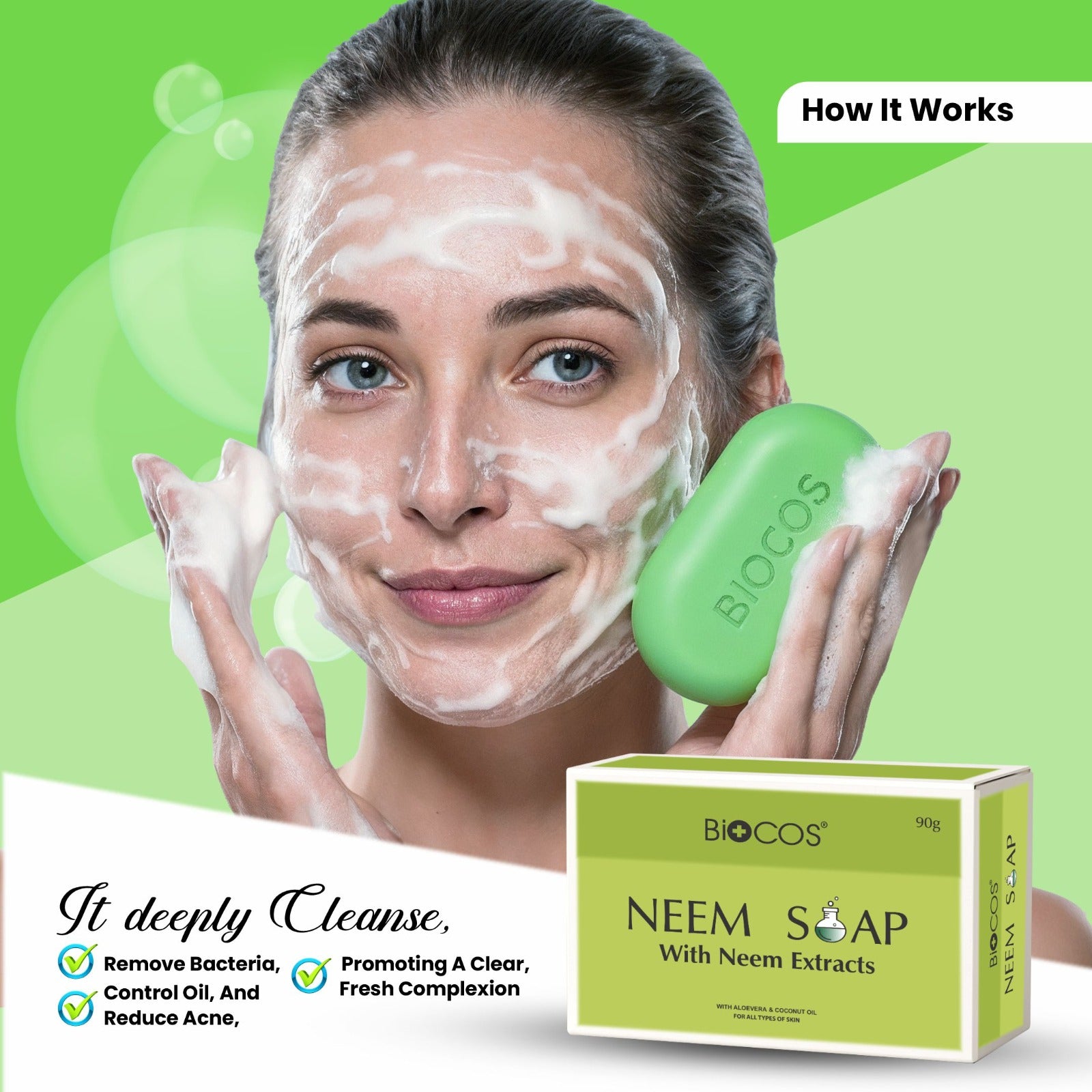 Pure Neem Soap – Fights Acne & Oil, Purifies & Hydrates Skin