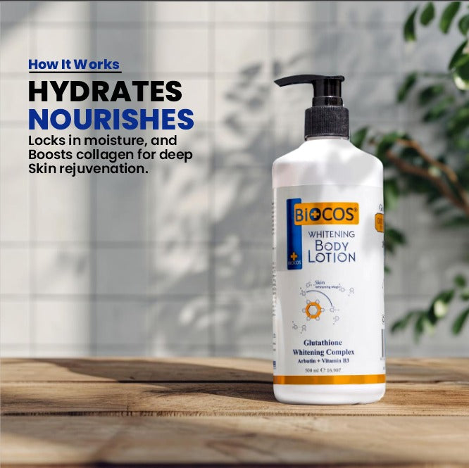 Body Lotion  – Hydrates & Moisturizes, Boosts Collagen, Repairs Dry Skin, with Niacinamide, Arbutin & Glutathione for Radiant Skin Tone 500ml/1000ml