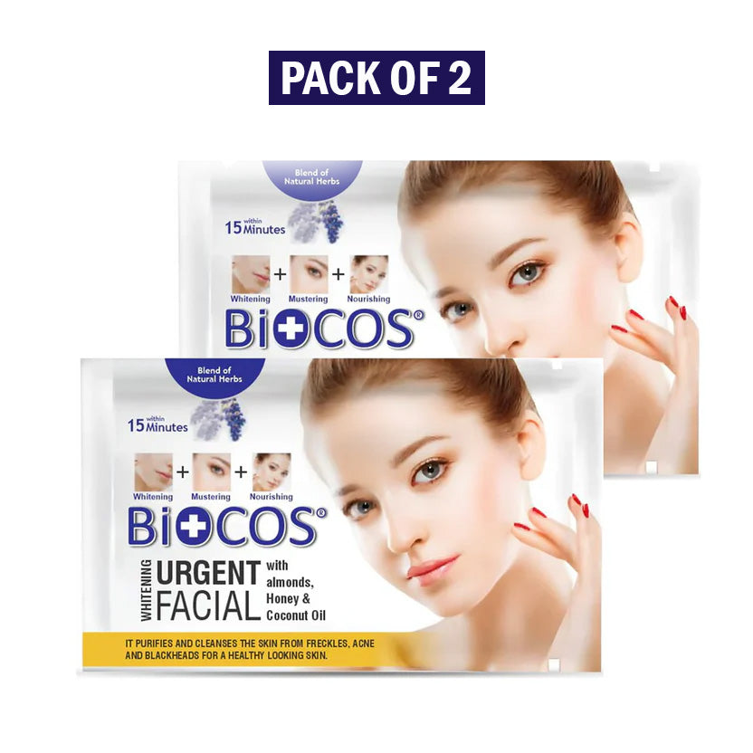 Urgent Facial Sachet – Whitens & Revitalizes with Almond Oil, Honey & Vitamin B3 (Pack of 2)