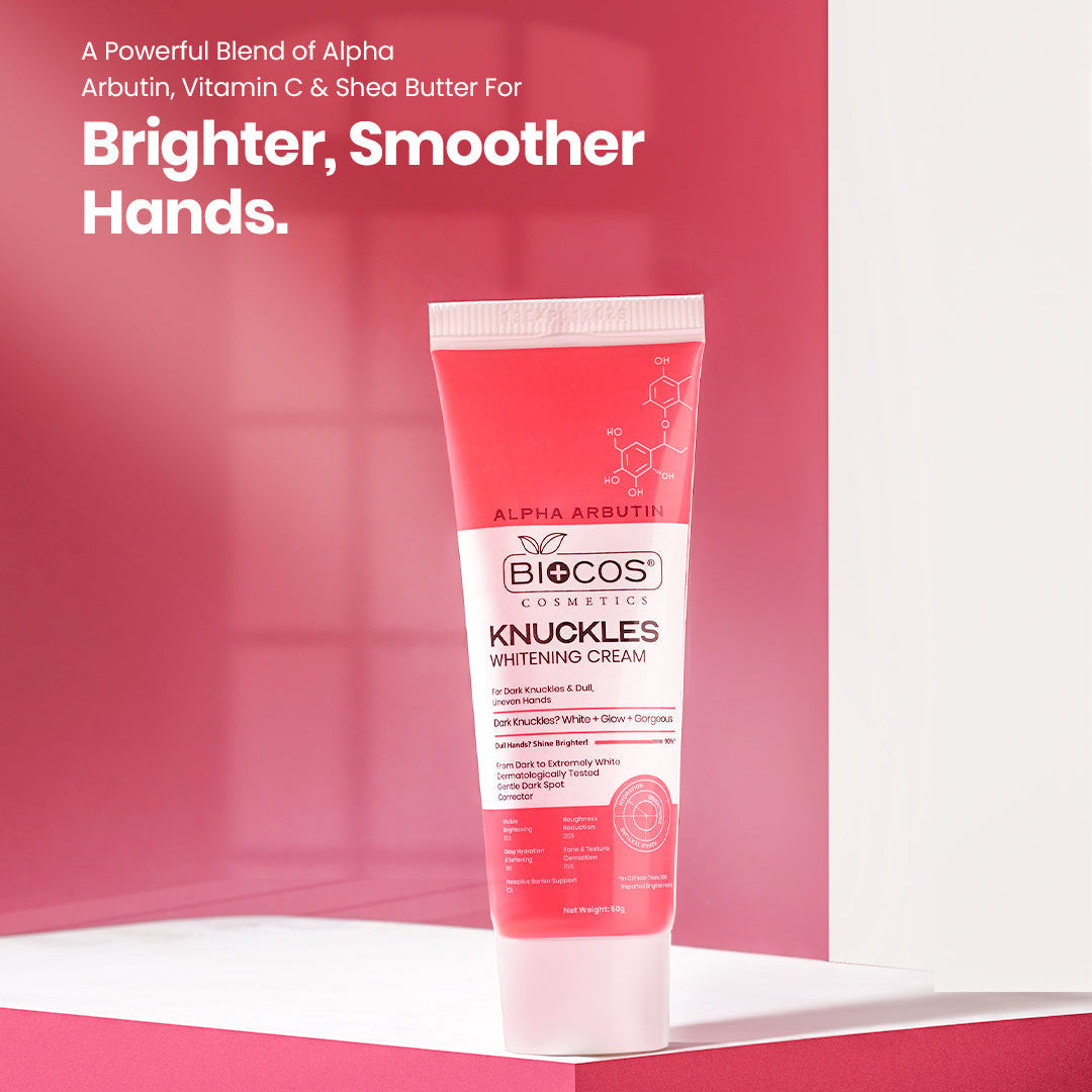 BIOCOS Cosmetics knuckles whitening cream tube with alpha arbutin and vitamin C for brightening dark skin