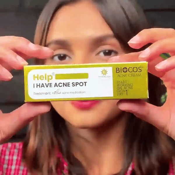 BIOCOS Anti Acne Spot Treatment Cream shown in use