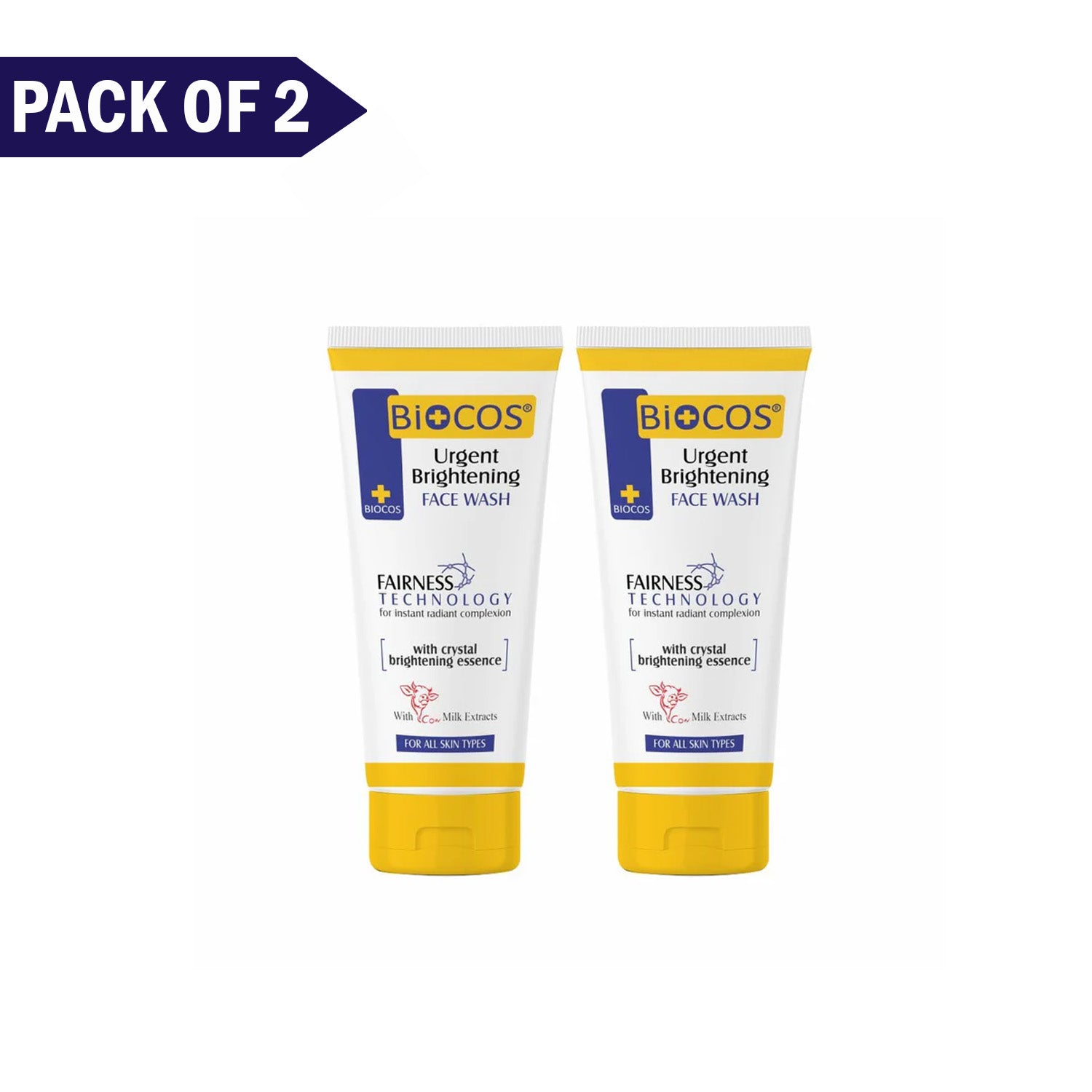 Whitening Face Wash with Milk Extracts & Vitamin E – Cleanses & Brightens Skin - Pack of 2