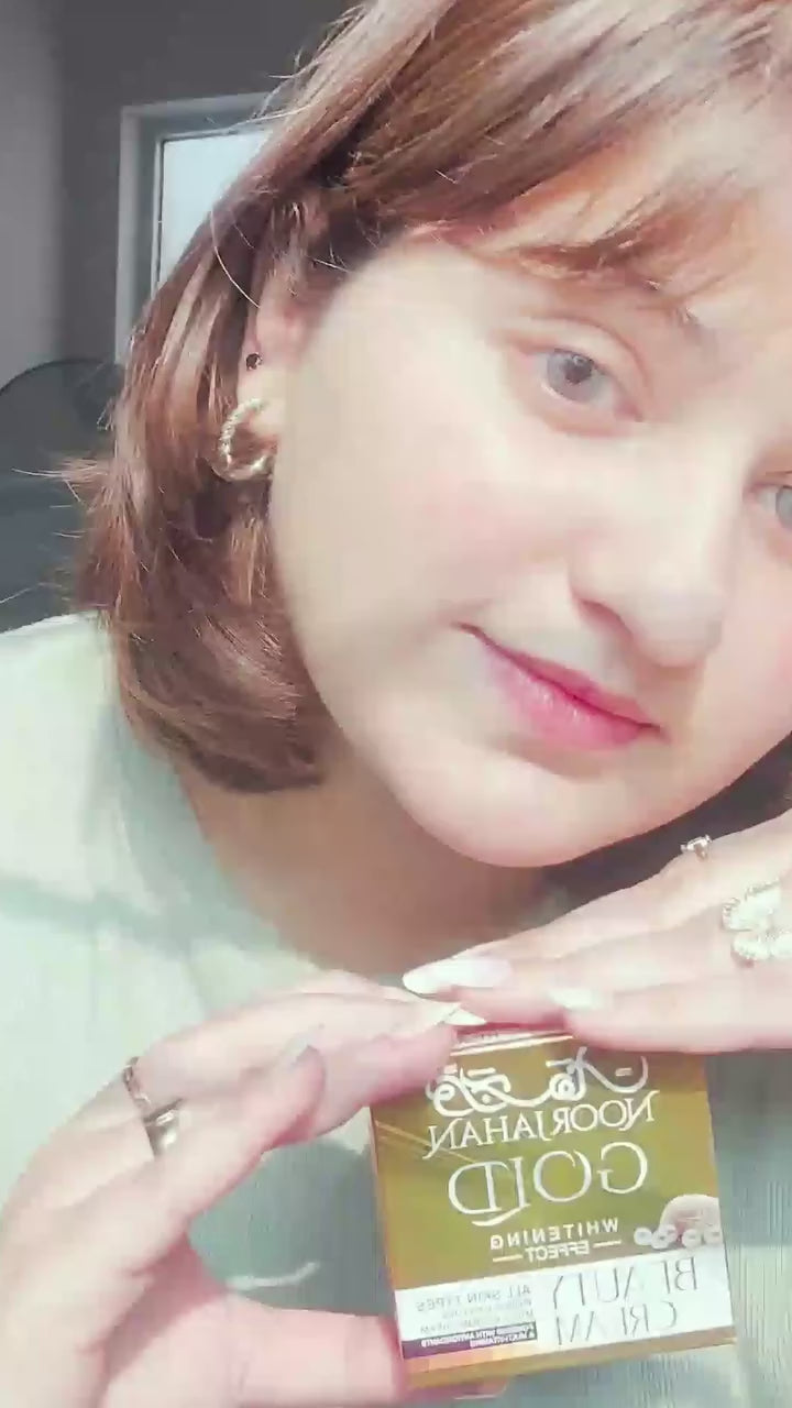 Noor Jahan Gold Cream – Lightens Dark Circles, Reduces Wrinkles & Freckles, Brightens Skin with Kojic Acid, Aloe Vera, Avocado & Vitamin A – Paraben-Free - 16gm