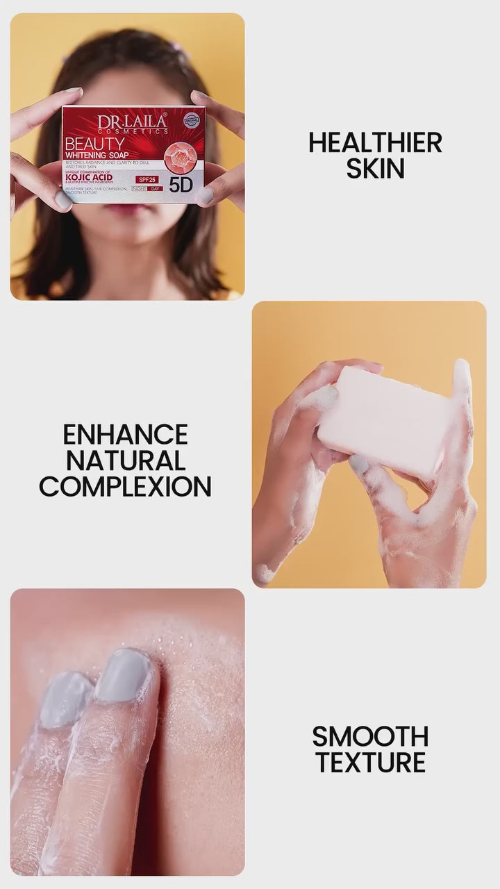 Dr. Laila Arbutin Beauty Whitening Soap with Kojic Acid & SPF25 for Radiance, Fair Complexion & Smooth Texture. Night & Day Use for Healthier Skin