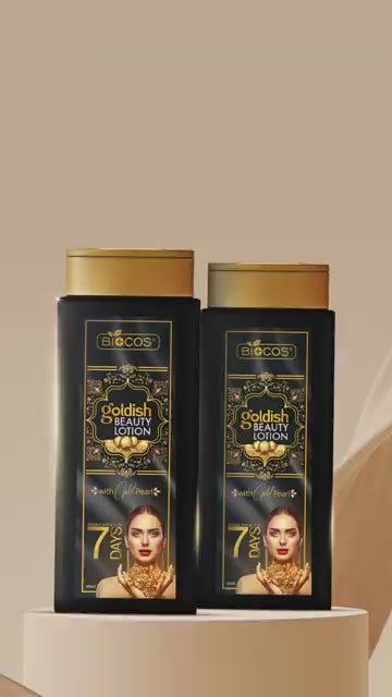 Goldish Brightening Body Lotion - Deep Hydration & Radiance Boost, Fades Dark Circles, UV Defense, Enriched with Caviar, Royal Jelly, Shea Butter & Hyaluronic Acid - For Soft, Youthful Skin - 400ml